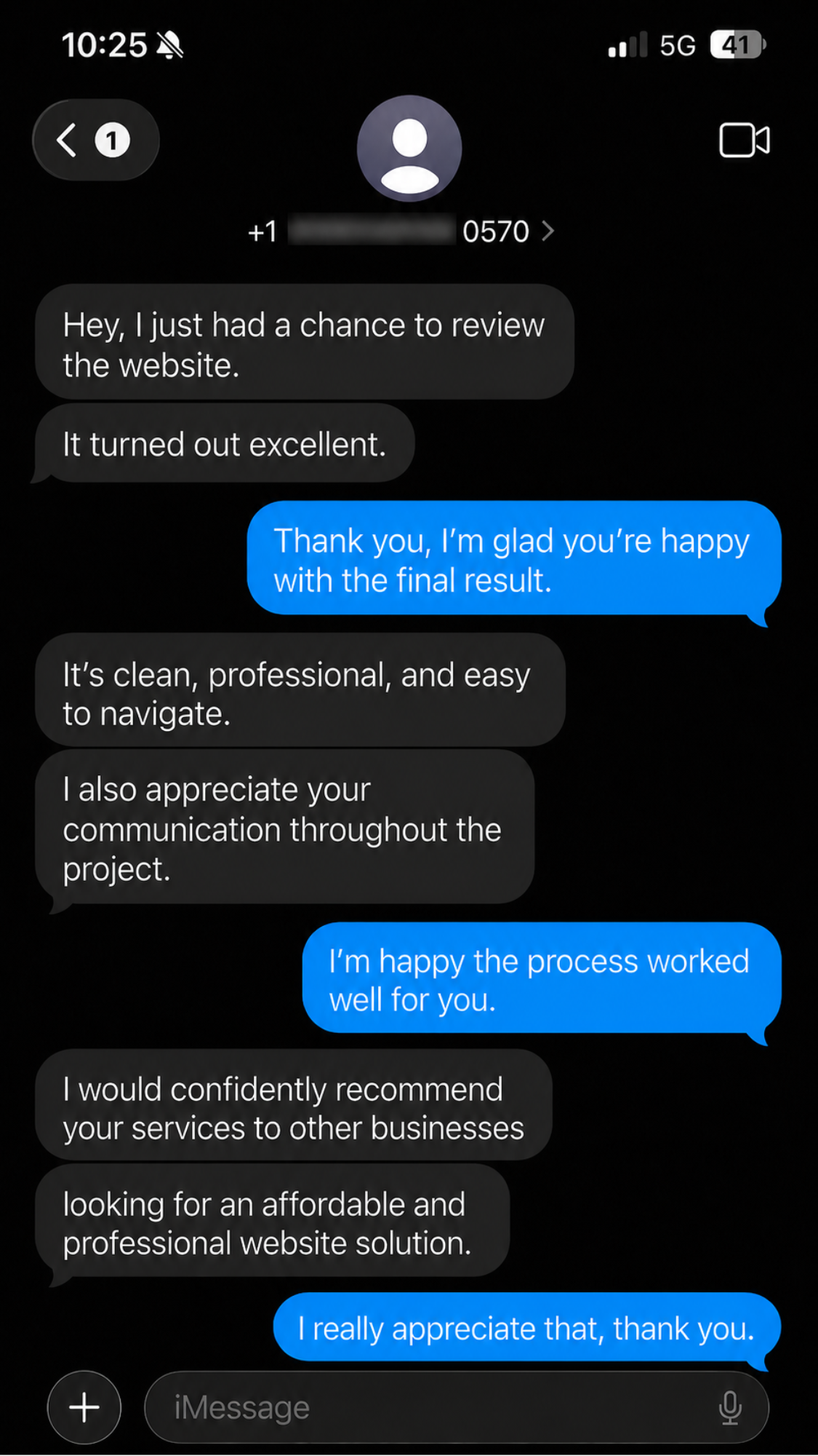 Client message screenshot