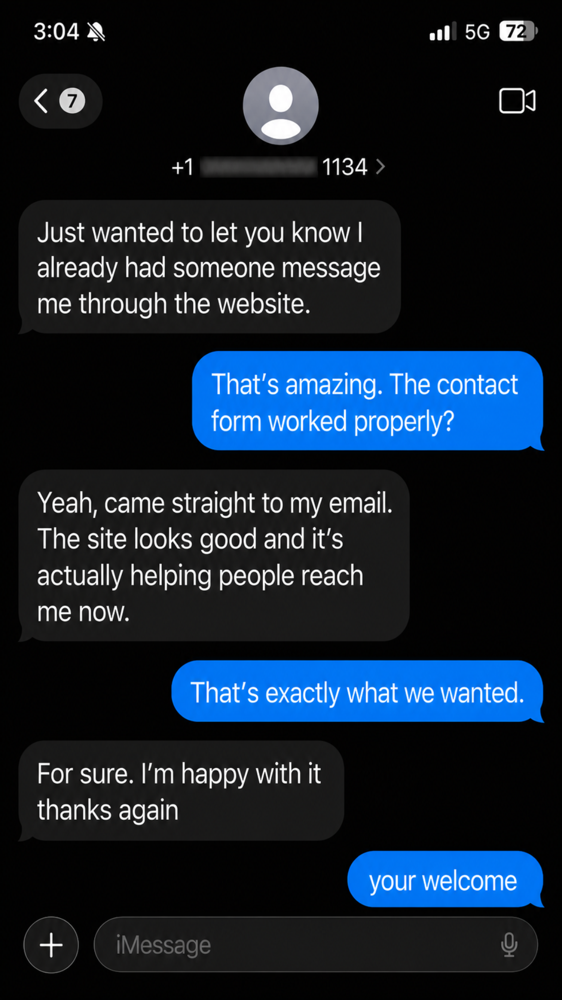 Client message screenshot