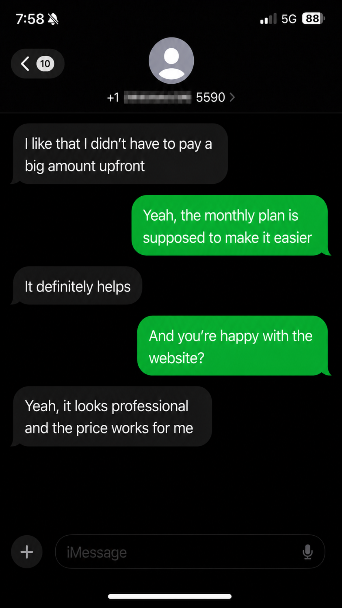 Client message screenshot