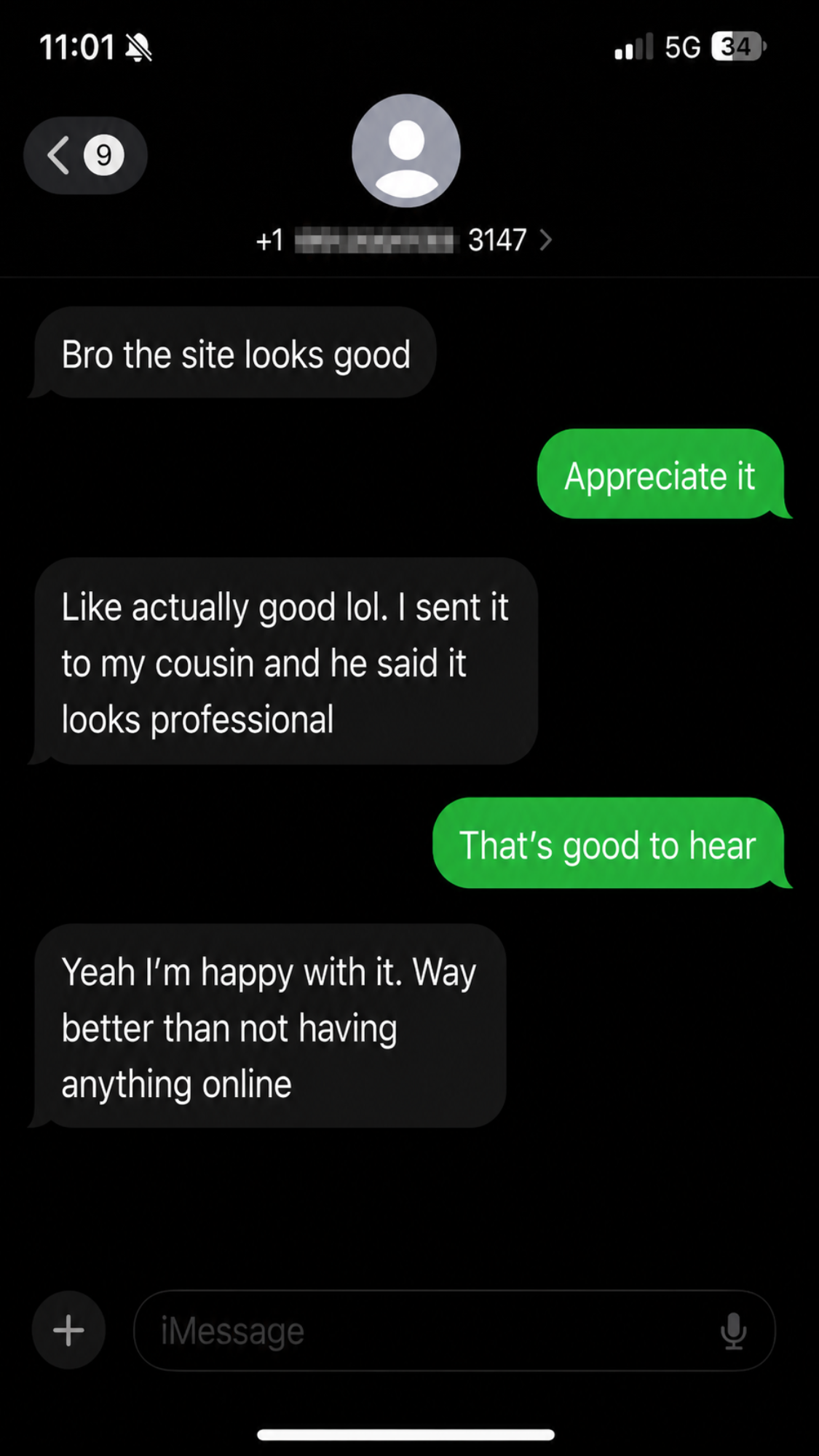 Client message screenshot