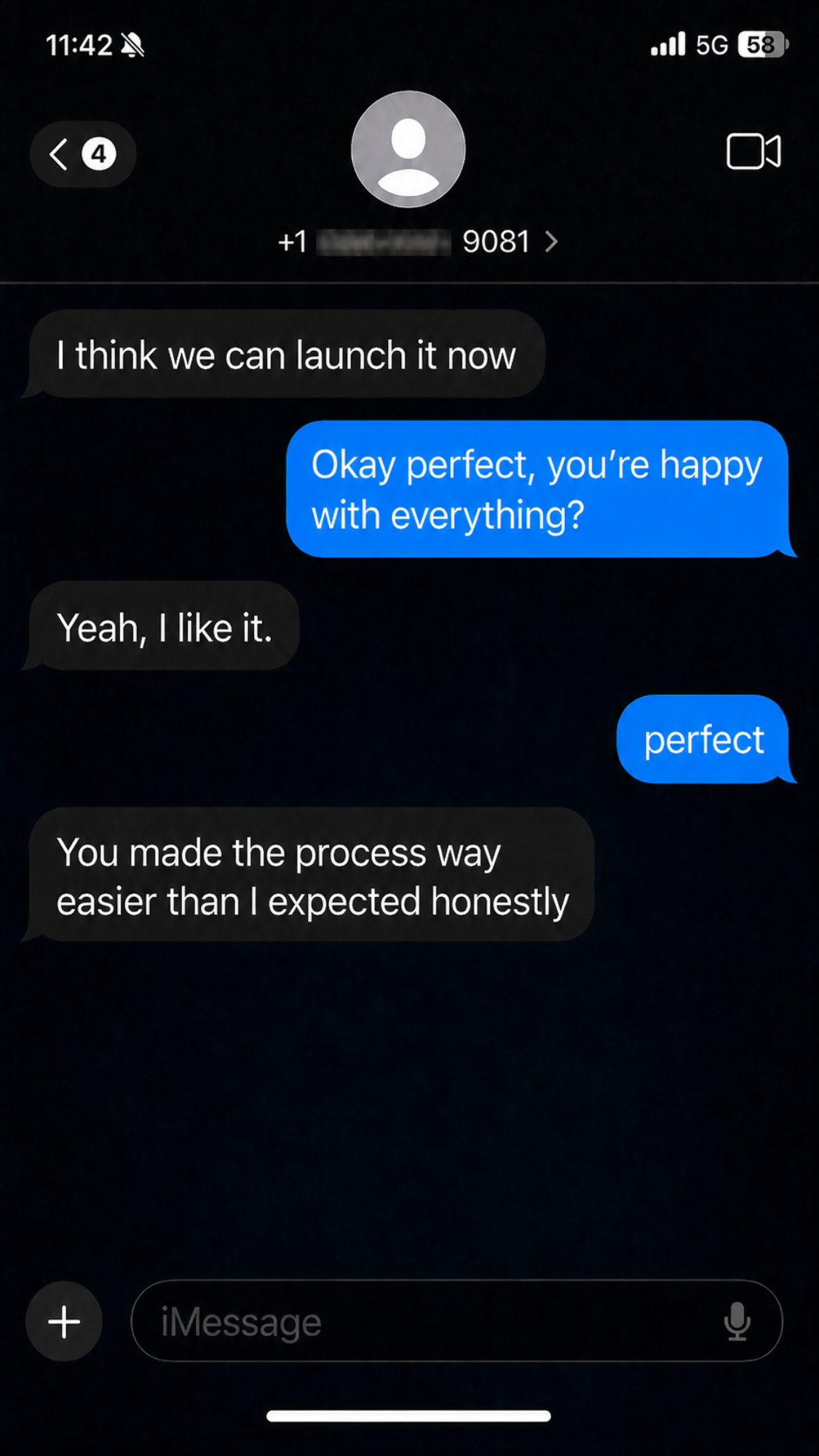 Client message screenshot